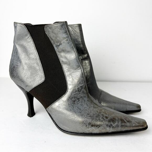 SZ 8 Narrow Donald J. Pliner Silver Pewter Ankle Booties - Picture 1 of 7